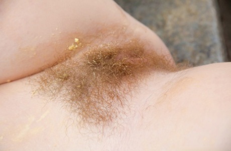 Blonde babe with perky nipples Jenny Davies gets her hairy twat messy outdoors